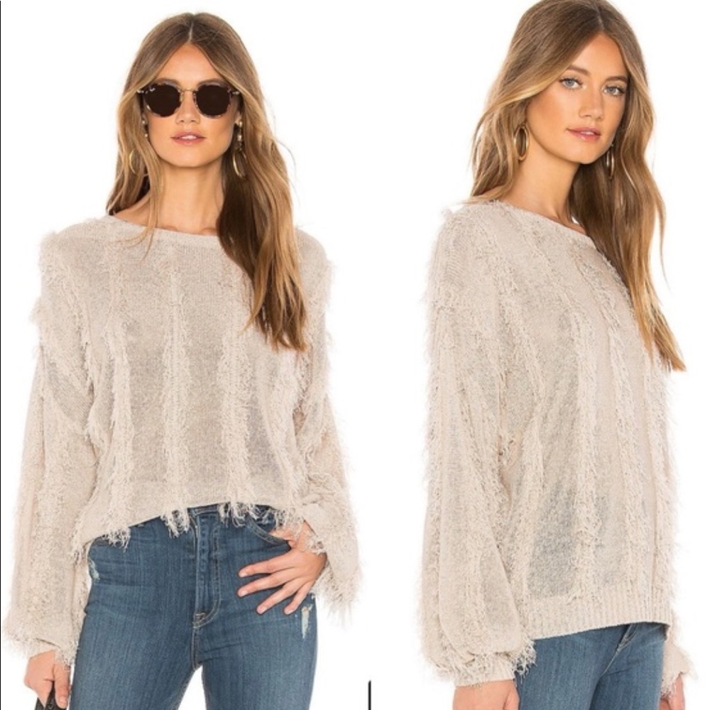 CHASER Fringe Sweater in Tan